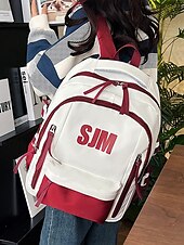 preiswerte College-Rucksäcke-Preppy-Rucksack für Damen in mehreren Farben mit SJM-Logo – leicht und robust mit verstellbaren Schultergurten, geeignet als Freizeittasche und Schultasche für den täglichen Gebrauch