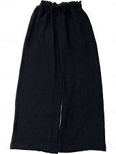 economico gamba larga e vita alta-Per donna Gamba larga Chinos Moda Essenziale Casual Lungo Vita Alta Semplice Tasca Fascia Elastica Comodo Morbido Confortevole Micro-elastico All&#039;aperto Streetwear Nero Rosa Cachi Verde militare