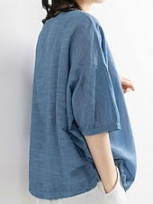 abordables Chemises-Femmes Chemise Couleur Unie Élégant Occasionnel Manche 3/4 Col ras du cou Hauts Réguliers Quotidien Rose Claire Bleu Violet Vert Été Printemps
