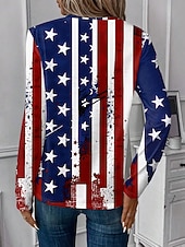  Maglietta patriottica per donne del Giorno dell'Indipendenza Stampa grafica Bandiera Vintage Elegante Casual Normale Tops Giornaliero Fine settimana Stampa Rossa Blu Blu polveroso Estate