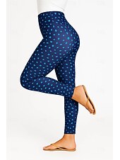 billiga Leggings-Dam Damasker Semester Vintage Etnisk Stil Ankellång Hög midja Grafisk 3D-utskrift Snabb tork Mateial som andas Mjuk Elastisk Utomhus Hem Casual Blå Grön Höst Normal