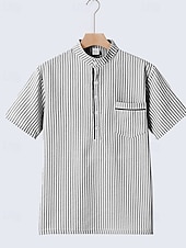 cheap Men's Classic Polo-Men's Polo Shirts Golf Shirt Outdoor Daily Wear Banded Collar Short Sleeve Fashion Hawaiian Stripe Pocket Summer Regular Fit Black Blue Sky Blue Green Apricot Polo Shirts