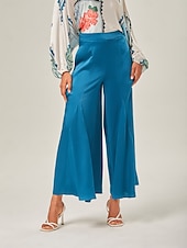 economico Pantaloni-pantaloni a gamba larga tinta unita