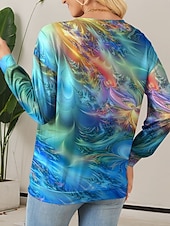 billige Kunst og design topper-Dame Quarter Zipper Sweater Grafisk Abstrakt Casual Langermet Crew Neck Vanlige Topper Gate Hverdagsbruk Casual Halvtrykk Blå Lilla Orange Grønn Høst Vinter