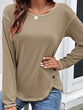tanie gładka koszulka-Damskie Bluzka Jednokolorowe Elegancki Codzienny Długi rękaw Półgolf Zwykłe topy Codzienny Niejednolita całość Czarny Rumiany róż Wino Khaki Jasnoniebieski Jesień