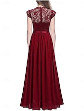 ieftine Rochii din chiffon-Pentru femei Rochie Lunga Rochie Maxi Rochie de dantela Rochie de Cocktail Rochie pentru invitata de nunta Șifon Elegant Modă Modern În aer liber Petrecere cu cocktail Fit regulat Simplu Manșon scurt