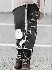 economico Animali Stampa-Per donna Leggings Punk Attivo Vacanza Lunghezza intera Vita Alta Grafico Animale Gatto Stampa 3D Asciugatura Rapida Traspirabilità Morbido Elasticizzato All&#039;aperto Casa Casual Nero Bianco Arcobaleno