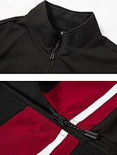 economico giacca sportiva-Per uomo Giacca Leggera Giacca Casual Set Vacanza Quotidiano Tasca 2 Pezzi Primavera Autunno Blocco di colori Moda Classico Collo alla coreana Regolare Nero Verde Cachi Giacca