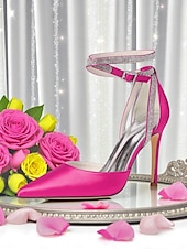 economico cocktail-Scarpe con tacco a spillo da donna in raso viola con punta affilata e cinturino alla caviglia con strass - scarpe eleganti con tacco alto glamour per signore, ideali per cocktail party ed eventi