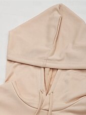 abordables Sweatshirts et Hoodies Texturés-Femmes Sweat à capuche Uni Streetwear Occasionnel Confortable manche longue À capuche Hauts Réguliers Rue Fête Sortir Cordon de serrage Kaki Printemps Automne