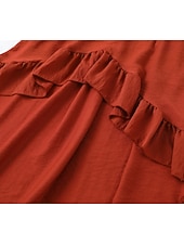 preiswerte Western Boho Kleid-Damen Midikleid Boho-Kleid Westernkleid Mode Modern Outdoor Ferien Ausgehen Normale Passform Einfach Langarm V Ausschnitt Kastanienbraun Sommer