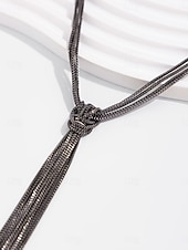 levne Dámský náhrdelník-Dámský pozlacený střapcový náhrdelník - elegantní vrstvený řetízkový choker s dlouhými třásněmi, výrazný šperk na večírky, do nočních klubů a večerní akce