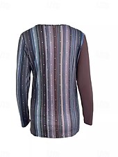 billiga Konst &amp; Design t-shirt-Dam Boho skjorta Leopard Stylish Modern Ledigt Långärmad Rund hals Vanliga toppar Lappverk Mönster Blå Purpur Grön Sommar Höst Vinter