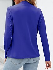 お買い得  ブレザーとスーツ-女性用 ブレザー 快適 高通気性 ポケット カジュアル 平織り オフィス ストリート カジュアル デイリーウェア オープンフロント レギュラー スタンド レギュラー 長袖 アウターウェア 海軍 ホワイト ブルー 夏 春