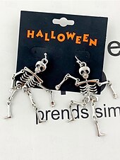 economico Accessori di Halloween-orecchini pendenti da donna a forma di scheletro di Halloween – materiale in lega, design a forma di osso mobile, divertenti gioielli spettrali per feste, cosplay ed eventi in costume