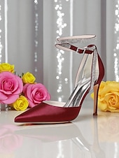 economico cocktail-Scarpe con tacco a spillo da donna in raso viola con punta affilata e cinturino alla caviglia con strass - scarpe eleganti con tacco alto glamour per signore, ideali per cocktail party ed eventi