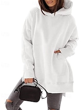 billige Enkle topper-Dame Pullover hettegenser-genser عادي Gatemote Fritid Langermet Med hette Vanlige topper Gate Ferie Lomme Svart Rosa Vin Beige Lyseblå Vinter