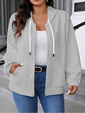 abordables veste à capuche-Femmes Veste Décontractée Confortable Respirant Avec Poches Mode Occasionnel Uni Occasionnel Tenue quotidienne Régulier À capuche Coupe régulière manche longue Vêtements d&#039;extérieur Bleu Ciel Noir