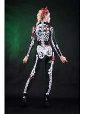 ieftine Cranii și oase-Schelet Craniu Craniu de zahăr Halloween Salopetă Costumul catsuit complet Costum înfricoșător Pentru copii Adulți Bărbați Pentru femei Băieți Halloween Carnaval Ziua morților Performanță Petrecere
