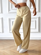 cheap Pants-Women&#039;s Sweatpants Chinos Fashion Streetwear Full Length High Waist Plain Elastic Waistband Comfy Soft Comfortable Micro-elastic Outdoor Street Apricot Gray Summer Spring Regular Fit