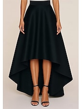 economico Tailleur pantalone della mamma-Abito da sposa elegante a trapezio con gonna a ruota nera, lunghezza pavimento, in raso tinta unita, con cintura e cerniera laterale, 2025