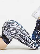 tanie Legginsy i legginsy do jogi-Damskie Legginsy capri Legginsy do jogi Wyszczuplenie brzucha Wysoka talia Siłownia Obuwie sportowe Pilates Doły Drukowanie Czarny Jesień Sport Odzież sportowa Ścisłe dopasowanie