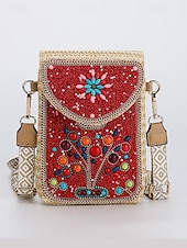 economico Borse a Tracolla-Borsa a tracolla con perline da donna con design a farfalla colorata, stile bohémien, borsa a tracolla casual e da viaggio per donna, perfetta per spiaggia, vacanze e gite estive