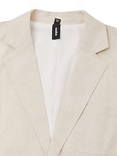  Da uomo Blazer di Lino Giacca Sportiva Casuale Quotidiano Vacanza Primavera & Estate Cotone e Lino Tinta unica Comodo Monopetto due bottoni Giacca Bianco Beige Azzurro chiaro