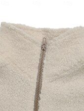ieftine Hanorace pufoase-Pentru femei Hanorace Hanorace cu fermoar Bloc Culoare Șic Stradă Casual Sherpa Fleece Manșon Lung Gât Înalt Topuri obișnuite Stradă Concediu Ieșire Quarter Zip Kaki Iarnă