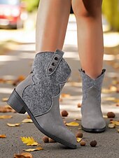 abordables Cowboy et bottes occidentales-Bottes mi-mollet western couleur café pour femmes avec boutons décoratifs – design élégant inspiré de la ferme pour les festivals de récolte et les vêtements d&#039;extérieur décontractés