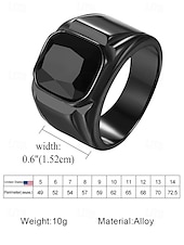 ieftine Bijuterii pentru bărbați-Inel bărbătesc negru din aliaj cu piatră prețioasă pătrată neagră – inel elegant și elegant pentru ținute casual și de seară