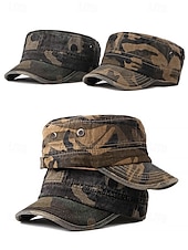 preiswerte Herrenhüte-Militär-Kadettenmütze im Camouflage-Look für Herren – Baumwollkappe im Army-Stil mit verstellbarer Passform für Outdoor-Abenteuer und Streetwear