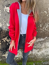 billiga hoodie jacka-Dam Hoodiejacka Bekväm Andningsfunktion Dragkedja Ficka Mode Dagligen Slät Utomhus Ledigt Dagligen Enkelknäppt Normal Huva Normal Långärmad Ytterkläder Svart Rubinrött Mörkgrå Vår Höst