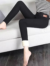 economico Leggings foderati in pile-Per donna Pantaloni in Pile Pantaloni Eleganti Leggings Casual Lunghezza intera Naturale Semplice Elastico in vita Comodo Vacanza Ferie Rosso violaceo Nero Blu marino scuro Azzurro cielo Inverno