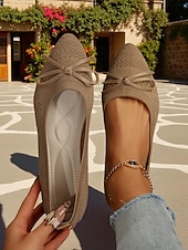 abordables Ballerines femme-Ballerines Flyknit Bow pour femmes – chaussures décontractées, légères, respirantes et élégantes, idéales au quotidien, pour les promenades en plein air et les pique-niques printaniers au jardin