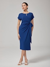 baratos Vestidos Florais-vestido longo elegante com cinto de alta elasticidade