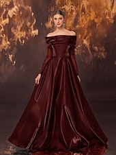 ieftine negru-Rochie neagră de seară, linie A, elegantă, rochie formală de mireasă, lungime la podea, fără mâneci, umerii goi, satin elastic cu pliuri, dantelă și mărgele, 2025