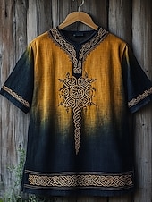olcso Vintage pólók-Férfi Póló Pólók Rövidujjú póló Tee Top Rövid ujjú Terített nyak Nyár Törzsi Szüret Dizájn Alap Nyomtatott Vakáció Utca Alkalmi Sárga Lóhere Férfi felső póló