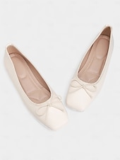 preiswerte Ballerinas für Damen-Grüne Ballerinas mit quadratischer Zehenpartie für Damen – Schlupfschuhe aus Kunstleder mit Schleife für die Freizeit, das Büro und das Wochenende