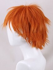  Cosplaypruiken Oranje Recht Synthetisch haar Kort Pruiken Jongens Pruiken Voor feest