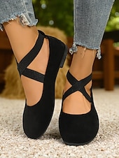 ieftine Pantofi Joși de Damă-Pantofi sport pentru femei cu vârf lat și baretă încrucișată – pantofi casual confortabili pentru purtare zilnică, picnicuri în grădină și weekenduri la fermă