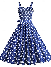 levne Šaty-Retro 50. léta Rockabilly Polední Šaty Houpací šaty Flare šaty S páskem Popruh na špagety Puntíkované A-Linie Dámské Karneval Denní nošení Čajový dýchánek Retro tematická párty Dospělí Šaty Jaro léto