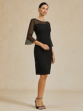 levne Party šaty-Dámské Šaty ke kolenům Plášťové šaty Elegantní Večírek Formální Pevná barva 3/4 délka rukávu Tričkový Černá Léto Jaro
