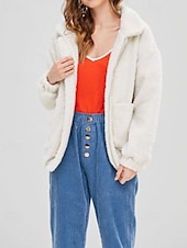 abordables Sweatshirts Flous-Femmes Sweats zippés Uni Occasionnel manche longue Col roulé Hauts Réguliers Rue Fête Sortir Fermeture éclair Avec Poches Noir Blanche Rouge Kaki Automne Hiver