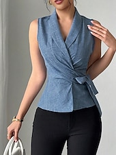cheap Plain Tops-Women&#039;s Shirt Summer Tops Plain Daily Stylish Basic Short Sleeve V Neck Regular Tops Work Daily Holiday Tunic Blue Spring Fall