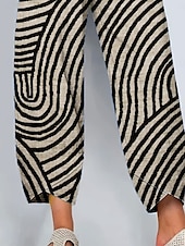 economico Pantaloni a gamba dritta-Per donna Gamba larga Chinos Pantaloni Larghi Vacanza Vintage Stile Etnico Lunghezza alla caviglia Vita Alta Grafico Geometrico A Pois Patchwork Coulisse Stampa Traspirante Inelastico All&#039;aperto