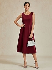 cheap Cocktail Dress-Women&#039;s Midi Dress Sheath Dress A Line Dress Elegant Wedding Party Wedding Guest Regular Fit Solid Color Sleeveless V Neck Gray Pink Black Burgundy Navy Blue Summer Spring Fall Winter