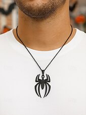 preiswerte Halloween-Zubehör-Herren-Halloween-Halskette mit Spinnenanhänger – Legierungsmaterial, leicht, minimalistischer Gothic-Stil, perfekt für Partys, Cosplay und Kostümzubehör für den Urlaub