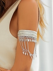 economico Bracciale da donna-Bracciale da donna a strati in oro con ciondoli a forma di foglia - gioiello boho per feste e festival