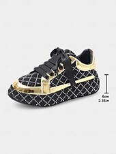 baratos Festa da Vida Noturna-Tênis femininos acolchoados com strass - sapatos de festa com cadarço preto e prata para vida noturna, baladas e streetwear moderno